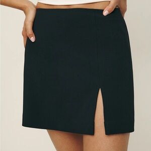 Reformation Black Mini Skirt with Front Slit